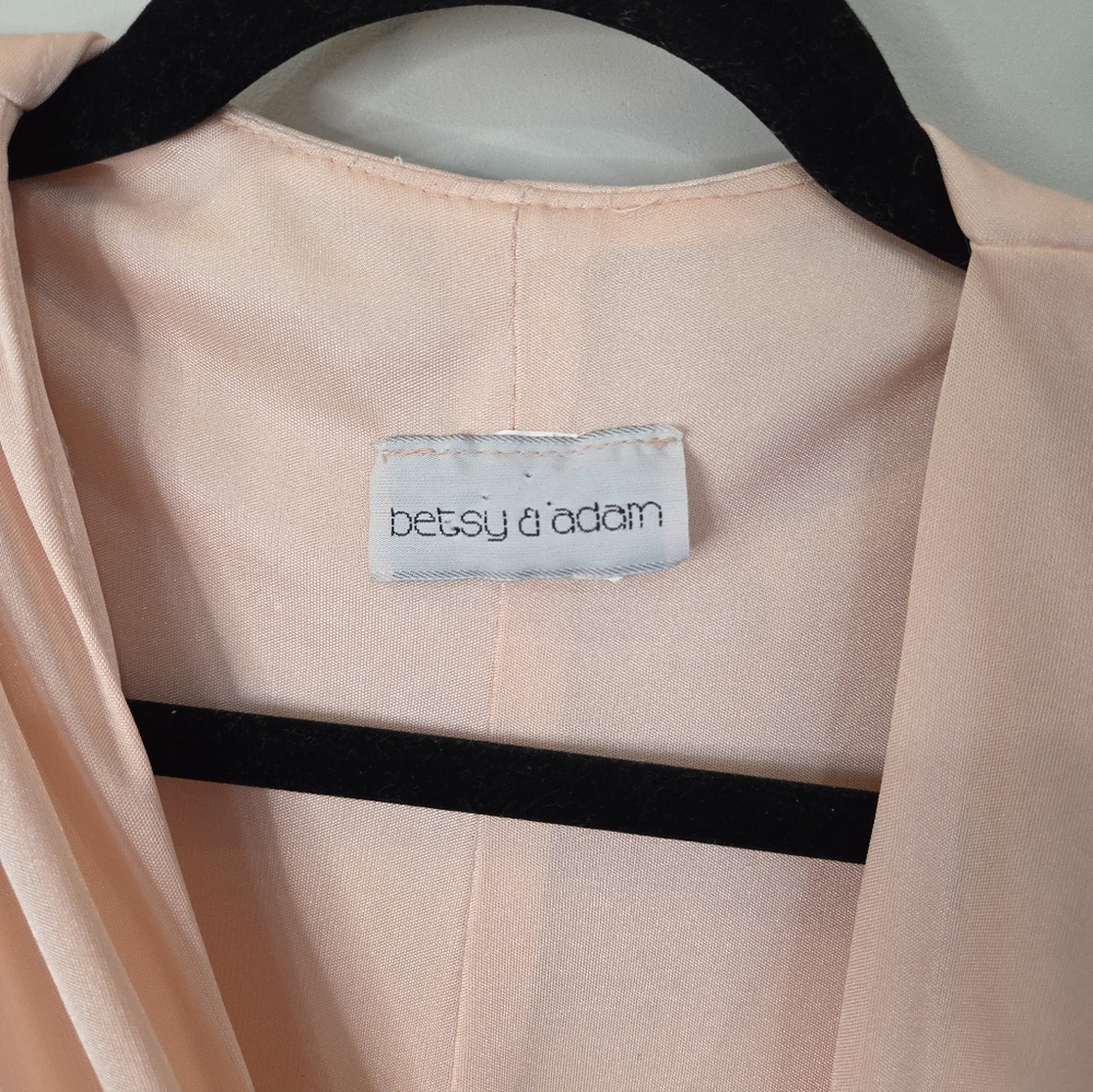 VTG Betsy & Adam Evening Dress Size 6 Pink Draping Wrap Beaded Clasp 80s Glam - Picture 5 of 16
